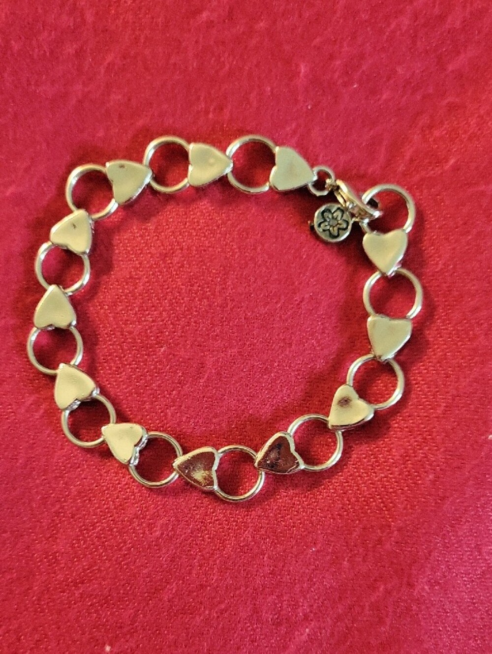 Silver-Tone Heart Link Bracelet - Women's Jewelry
